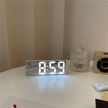 1pc Smart Voice-Controlled LED Desk Clock with Snooze Function - Silent Digital Alarm for Bedroom & Office Use