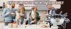 VEVOR Electric Fondue Pot Set for Cheese & Chocolate 3 Quart Chocolate Melting Stainless Steel Fondue with Temperature Control