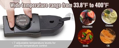 VEVOR Electric Fondue Pot Set for Cheese & Chocolate 3 Quart Chocolate Melting Stainless Steel Fondue with Temperature Control