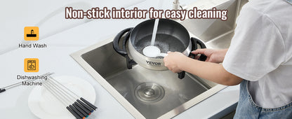 VEVOR Electric Fondue Pot Set for Cheese & Chocolate 3 Quart Chocolate Melting Stainless Steel Fondue with Temperature Control