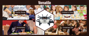VEVOR Electric Fondue Pot Set for Cheese & Chocolate 3 Quart Chocolate Melting Stainless Steel Fondue with Temperature Control