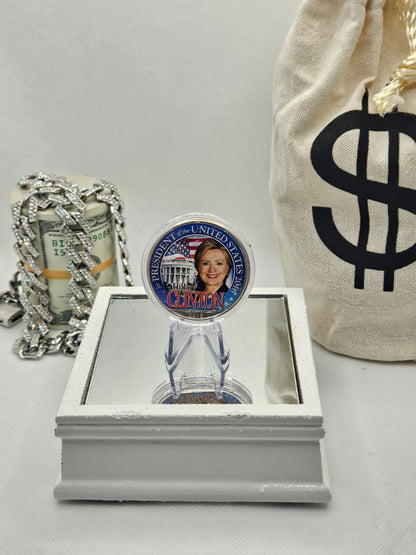 Hillary Clinton .999 Fine Silver Round 1 oz - Winged Liberty Head Coin Felt Case