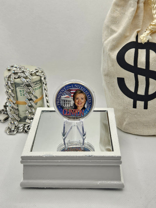 Hillary Clinton .999 Fine Silver Round 1 oz - Winged Liberty Head Coin Felt Case