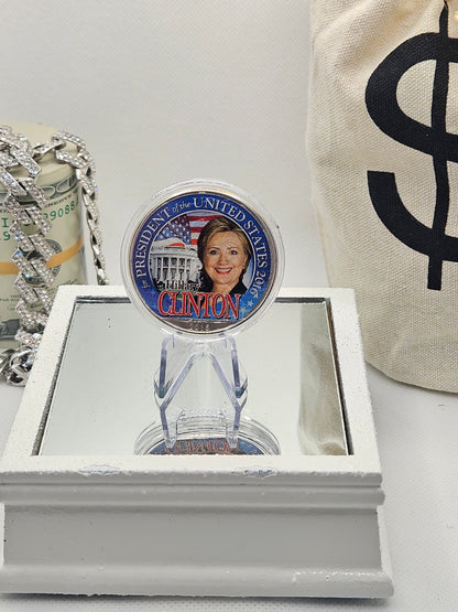 Hillary Clinton .999 Fine Silver Round 1 oz - Winged Liberty Head Coin Felt Case