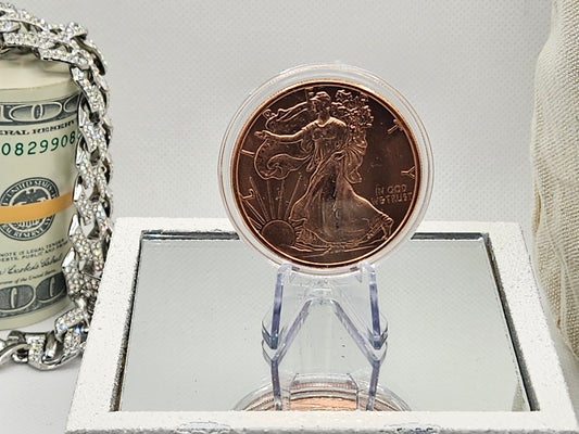1 oz. Walking Liberty .999 Fine Copper Round American Eagle Reverse BUY NOW