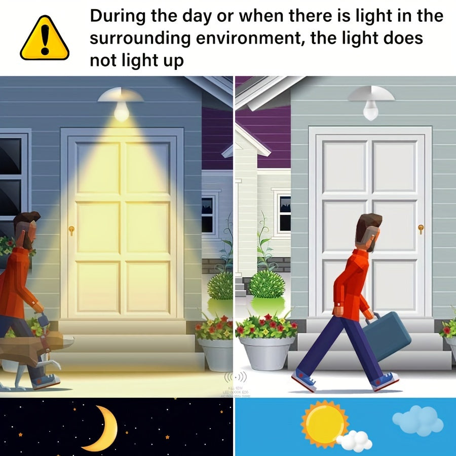 Energetic Motion Sensor Light Bulb, 9W(60 Watt Equivalent), Indoor/Outdoor Automatic Activated by Motion, A19, E26, 6000K Dusk to Dawn Security Bulbs for Entrance, Porch, Stairs, Hallway, 1 Pack