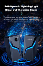 Load image into Gallery viewer, RGB Desktop Speakers, 2.0CH Stereo PC Computer Gaming Speakers 6W Multimedia Monitor Speakers, Volume Control, USB Powered with 3.5mm Cable
