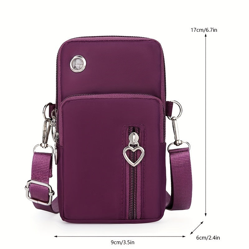 Mini Fashion Cellphone Bag, Trendy Zipper Crossbody Bag, Women's Casual Handbag, Card Holder & Purse