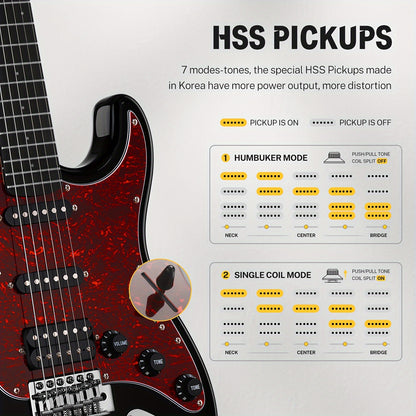 39-Inch Designer Series DST-200 Electric Guitar - Stylish Solid Body with Single Coil Split System, Premium Sound Quality, and Versatile Playability - Bonus Accessories Include Gig Bag, Cable, and Strap for Beginner, Intermed