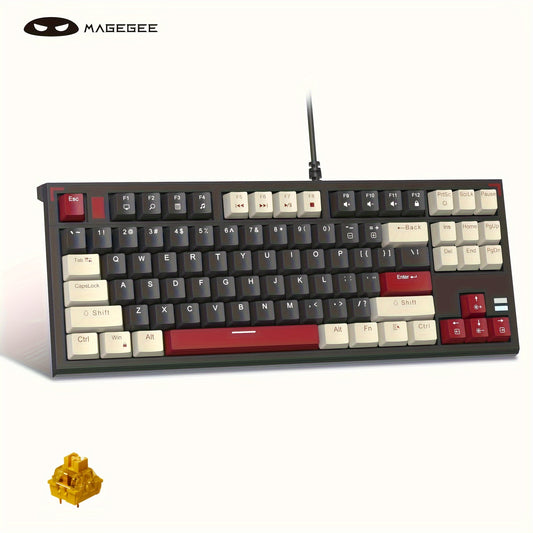 MageGee 75% Mechanical Gaming Keyboard With Blue Switch, LED Backlit Keyboard, 87 Keys Compact TKL Wired Computer Keyboard For Windows Laptop PC Gamer Gift For Birthday/Easter/Boy/Girlfriend