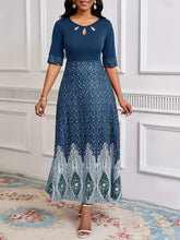 Load image into Gallery viewer, Flawless Floral Print Cut Out Dress - Chic Half Sleeves &amp; Stylish Crew Neck - Perfect for Parties &amp; Banquets - Feminine Elegance - Premium Womens Clothing
