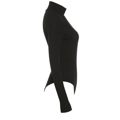 Chic Asymmetric One Shoulder Ribbed Knit Bodysuit - Long Sleeve, Sexy Style for Fall Winter - Form-Fitting, Versatile One Piece Womens Clothing