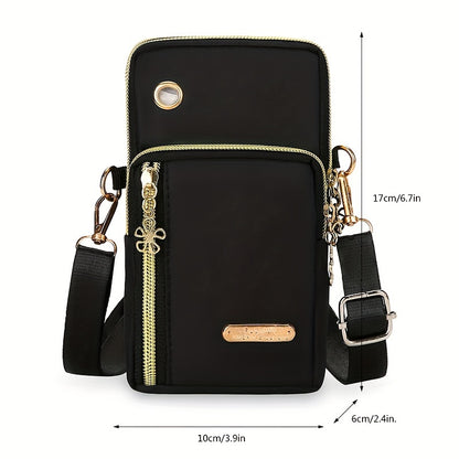 Mini Fashion Cellphone Bag, Trendy Zipper Crossbody Bag, Women's Casual Handbag, Card Holder & Purse