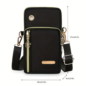 Mini Fashion Cellphone Bag, Trendy Zipper Crossbody Bag, Women's Casual Handbag, Card Holder & Purse
