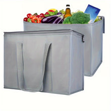 Load image into Gallery viewer, 2 Pack XXL Cooler Bag And Insulated Grocery Bags For Food Delivery, Collapsible Cooler. Reusable Shopping Bags For Groceries With Zippered Top, Foldable, Heavy-Duty, Stands Upright
