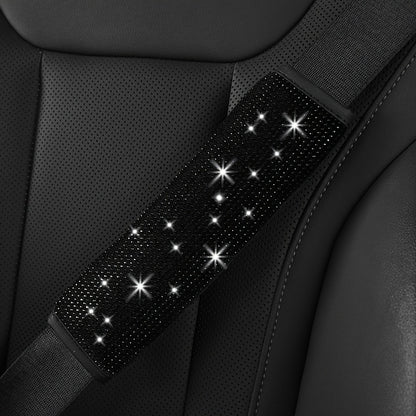 2pack Car Setting Seat Belt Protector Leather Bag Edge Shoulder Protector Car Interior Full Of Artificial Diamonds Modified Decoration Supplies