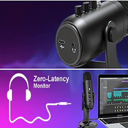 USB Microphone, Condenser Computer PC Mic, Plug&Play Gaming Microphones For PS 4&5.Headphone Output&Volume Control, Mic Gain Control, Mute Button For Vocal, For YouTube Podcast On Mac&WindowsBlack