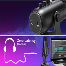 Load image into Gallery viewer, USB Microphone, Condenser Computer PC Mic, Plug&amp;Play Gaming Microphones For PS 4&amp;5.Headphone Output&amp;Volume Control, Mic Gain Control, Mute Button For Vocal, For YouTube Podcast On Mac&amp;WindowsBlack
