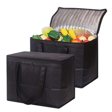 Load image into Gallery viewer, 2 Pack XXL Cooler Bag And Insulated Grocery Bags For Food Delivery, Collapsible Cooler. Reusable Shopping Bags For Groceries With Zippered Top, Foldable, Heavy-Duty, Stands Upright
