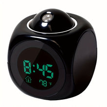 Load image into Gallery viewer, 1pc Innovative LCD Projection Desk Clock - Talking Voice Prompt, Digital Alarm, Thermometer, Snooze Function, LED Display, Time Display, Compact Design - Battery Not Included
