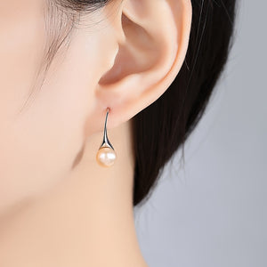 925 Silver Natural Freshwater Pearl Drop Earrings For Women Fine Jewelry