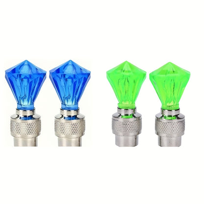 Cubidupi 4/8/16pcs Universal Fit LED Wheel Rim Lights, Plastic Material, Waterproof and Sun-Resistant, for Cars and Motorcycles, Blue and Green Breathing Fire Effect, Tire Valve Decoration