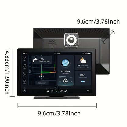 9 Inch Portable Car Stereo, Wireless Car Touch Screen Android Auto With 2.5K Dash Cam, 1080P Backup Camera, Car Audio Receiver With Mirror Link/GPS Navigation/FM