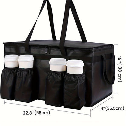 Premium Xxxl Insulated Food Delivery Bag With Cup Holders - 22.8X14X15" | Perfect For Doordash, Beverages, Groceries & Pizza | Commercial Grade Hot And Cold Storage