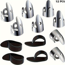 Load image into Gallery viewer, [12 Pieces Adjustable Steel Picks] 12 Pieces Steel Finger Picks Set, Including Stainless Steel Finger Picks And Thumb Picks, Metal Finger Picks Adjustable Bass Finger Picks For Guitar, Banjos And Other Instruments
