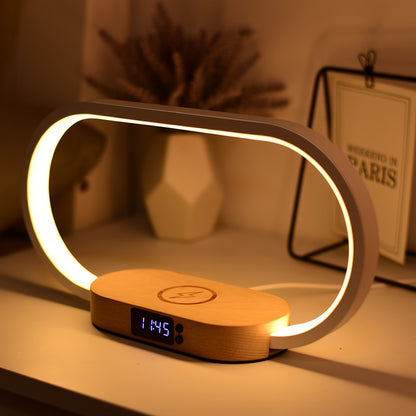Advanced LED Desk Lamp with Wireless Charger, USB Port, and Multi-Functional Clock - Foldable, Adjustable, and Energy-Efficient - Perfect for Desktop, Bedroom, Bedside, Office, and Study