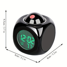 Load image into Gallery viewer, 1pc Innovative LCD Projection Desk Clock - Talking Voice Prompt, Digital Alarm, Thermometer, Snooze Function, LED Display, Time Display, Compact Design - Battery Not Included
