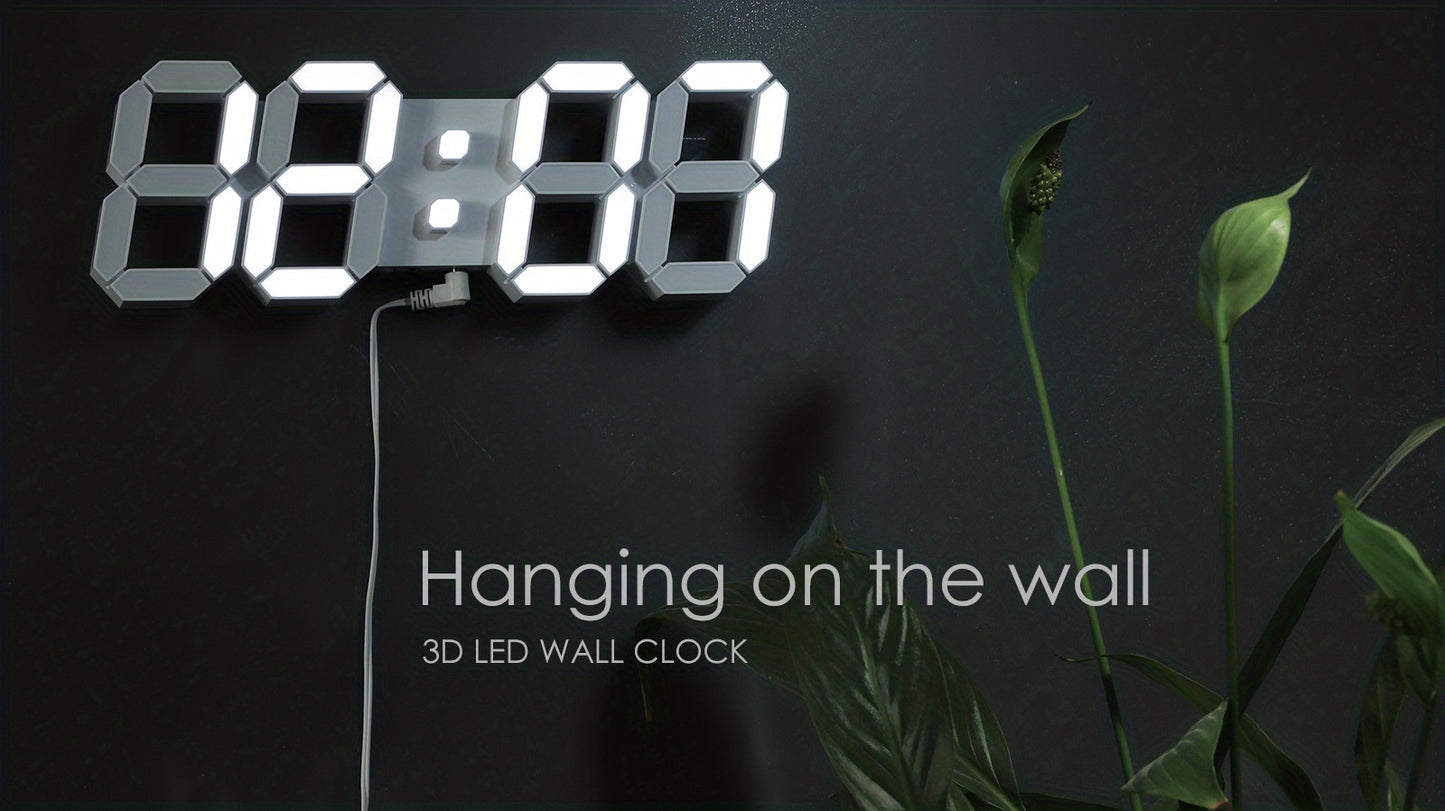 KOMUGI 9.7" Digital LED Wall Clock with Remote Control - USB Powered, Auto Dimmable, Alarm, Large Display for Bedroom & Living Room, Living Room Decor | Cubeshaped Design | Durable LED Numerals, Clock for Living Room