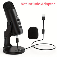 Load image into Gallery viewer, USB Microphone, Condenser Computer PC Mic, Plug&amp;Play Gaming Microphones For PS 4&amp;5.Headphone Output&amp;Volume Control, Mic Gain Control, Mute Button For Vocal, For YouTube Podcast On Mac&amp;WindowsBlack

