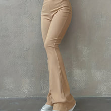 Load image into Gallery viewer, Stylish Flare Leg Pants - Soft and Stretchy Ribbed Fabric, Comfortable High-Rise Design, Flexible and Form-Fitting Waistband, Fashionable Flared Leg Style - Chic Womens Clothing for Everyday Wear
