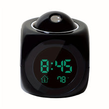 Load image into Gallery viewer, 1pc Innovative LCD Projection Desk Clock - Talking Voice Prompt, Digital Alarm, Thermometer, Snooze Function, LED Display, Time Display, Compact Design - Battery Not Included
