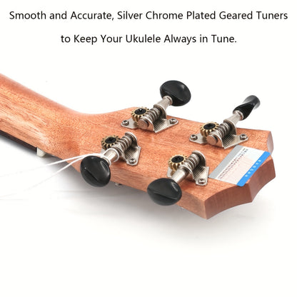 Amdini 21 inch Soprano Ukulele Sapele Small Hawaiian Guitar Set with Case Strap Tuner Picks Nylon Strings Primary Tutorial