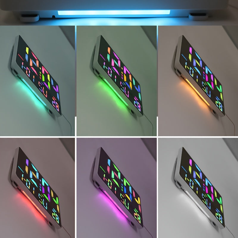 1pc Multifunctional RGB Colorful Digital Remote Control Wall Clock (clock And Remote Control With Button Battery)