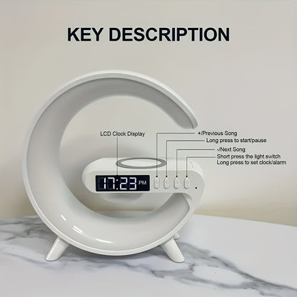 LED Smart Alarm Clock with Wireless Charger and Music Speaker – Night Starry Light & Colorful Home Atmosphere, USB Powered