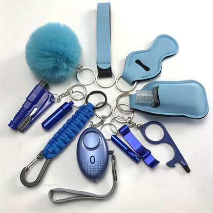12pcs Safety Keychain Full Set, Self Defense Security Keychain Set With Personal Alarm, Protective Keychain Accessories Gift For Women Valentines Gift