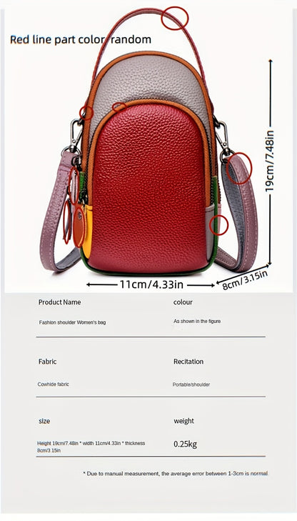 Mini Crossbody Cellphone Bag - High-Quality Genuine Leather, Fashionable Handbag for Women, Stylish Shoulder Bag with Adjustable Strap, Spacious Messenger Sac for Mobile Phones and Essentials - Designer Fashion Accessory
