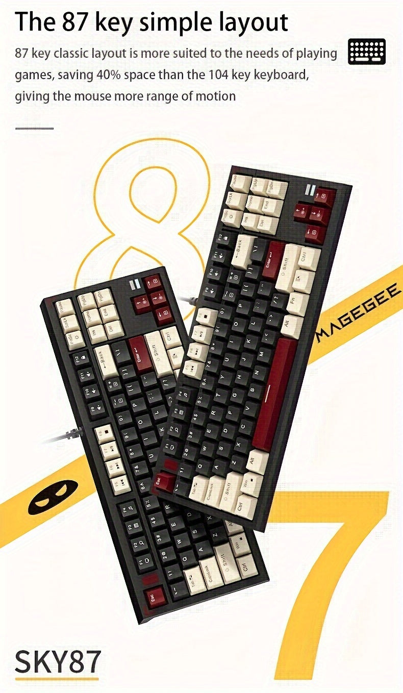 MageGee 75% Mechanical Gaming Keyboard With Blue Switch, LED Backlit Keyboard, 87 Keys Compact TKL Wired Computer Keyboard For Windows Laptop PC Gamer Gift For Birthday/Easter/Boy/Girlfriend