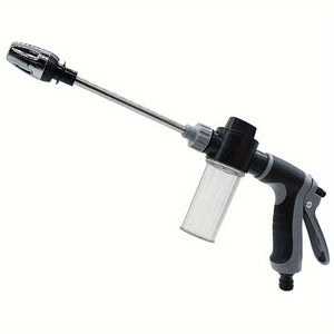[High-Pressure Water Gun] High-Pressure Quick Connect Adapters Car Washing Water Gun | Universal 3/4 & 1/2 Inch Multi-Purpose Garden Hose Nozzle with Foam Tank - Compact & Adjustable for Cars, Gardens, Pets & Outdoor Cleaning