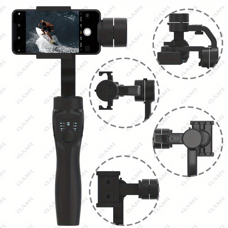 QAML F8 Handheld 3-Axis Gimbal Phone Holder Anti Shake Video Record Stabilizer for Xiaomi iPhone Cellphone Smartphone