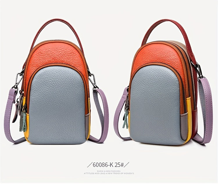 Mini Crossbody Cellphone Bag - High-Quality Genuine Leather, Fashionable Handbag for Women, Stylish Shoulder Bag with Adjustable Strap, Spacious Messenger Sac for Mobile Phones and Essentials - Designer Fashion Accessory