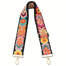 Load image into Gallery viewer, Embroidered Flower Wallet Strap Replacement Crossbody Bag for Handbag Women&#39;s Guitar Strap 2 Inch (Approx. 5.1cm) Adjustable Black, DIY Wallet Making
