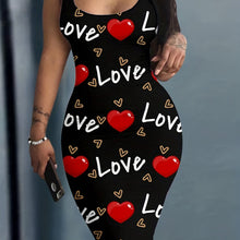 Load image into Gallery viewer, Heart &amp; Letter Printed Tank Dress - Casual Sleeveless U Neck Design - Slim Fit &amp; Flattering - Ideal Summer Womens Clothing
