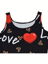 Load image into Gallery viewer, Heart &amp; Letter Printed Tank Dress - Casual Sleeveless U Neck Design - Slim Fit &amp; Flattering - Ideal Summer Womens Clothing
