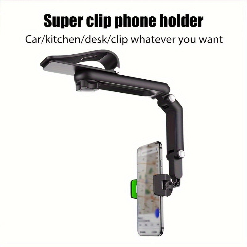 Universal 1080° Rotating Sun Visor Cellphone Car Holder - Multi-Functional Mobile Phone Mount for iPhone 7 Inch Support with Telephone Compatibility - Easy Installation and Adjustable Viewing Angle