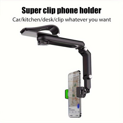 Universal 1080° Rotating Sun Visor Cellphone Car Holder - Multi-Functional Mobile Phone Mount for iPhone 7 Inch Support with Telephone Compatibility - Easy Installation and Adjustable Viewing Angle