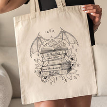 Load image into Gallery viewer, Canvas Tote Bag with Books and Wings Pattern, Machine Washable, No-Closure Shoulder Bag for School, Shopping, and Groceries
